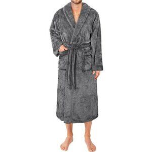 Men's Soft Robe, Plush Fluffy Fleece Bathrobe Men, Long Sherpa Shaggy Spa